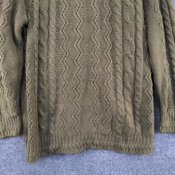 Crazy Horse Women's Button Front Cable Knit Cardigan Sweater Green XL V-Neck - Picture 7 of 11
